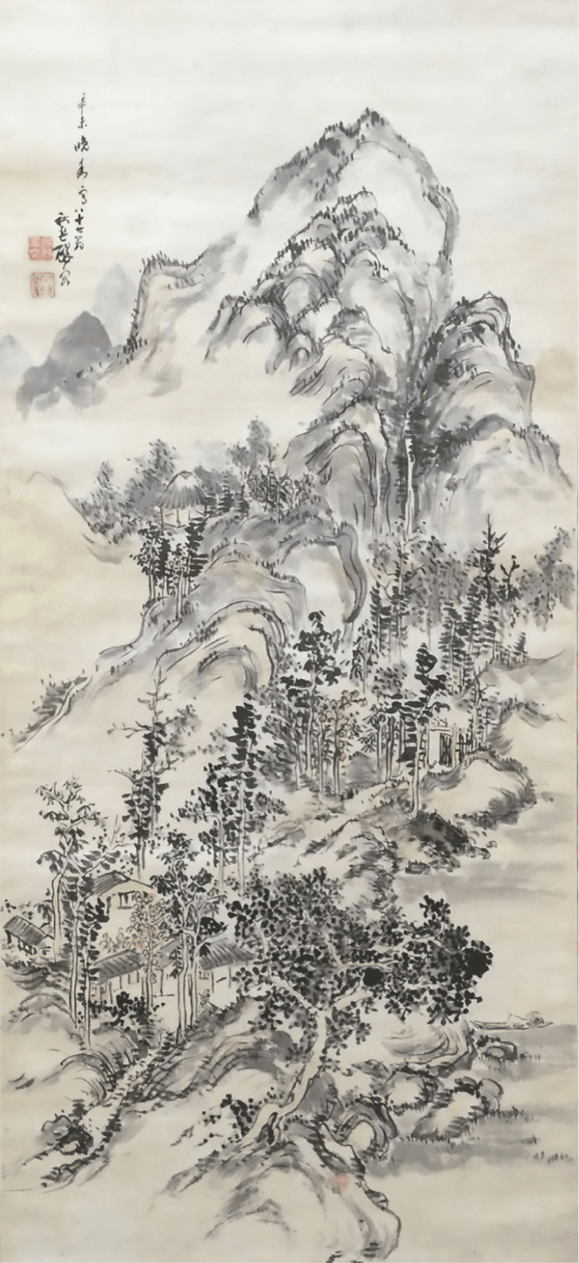 「山水図」浦上秋琴筆（明治4年・1871）　福島県立博物館蔵